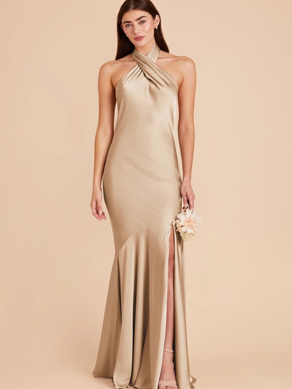 Birdy Grey Matte Satin Gold Stephanie Bridesmaid Dress Size: Small